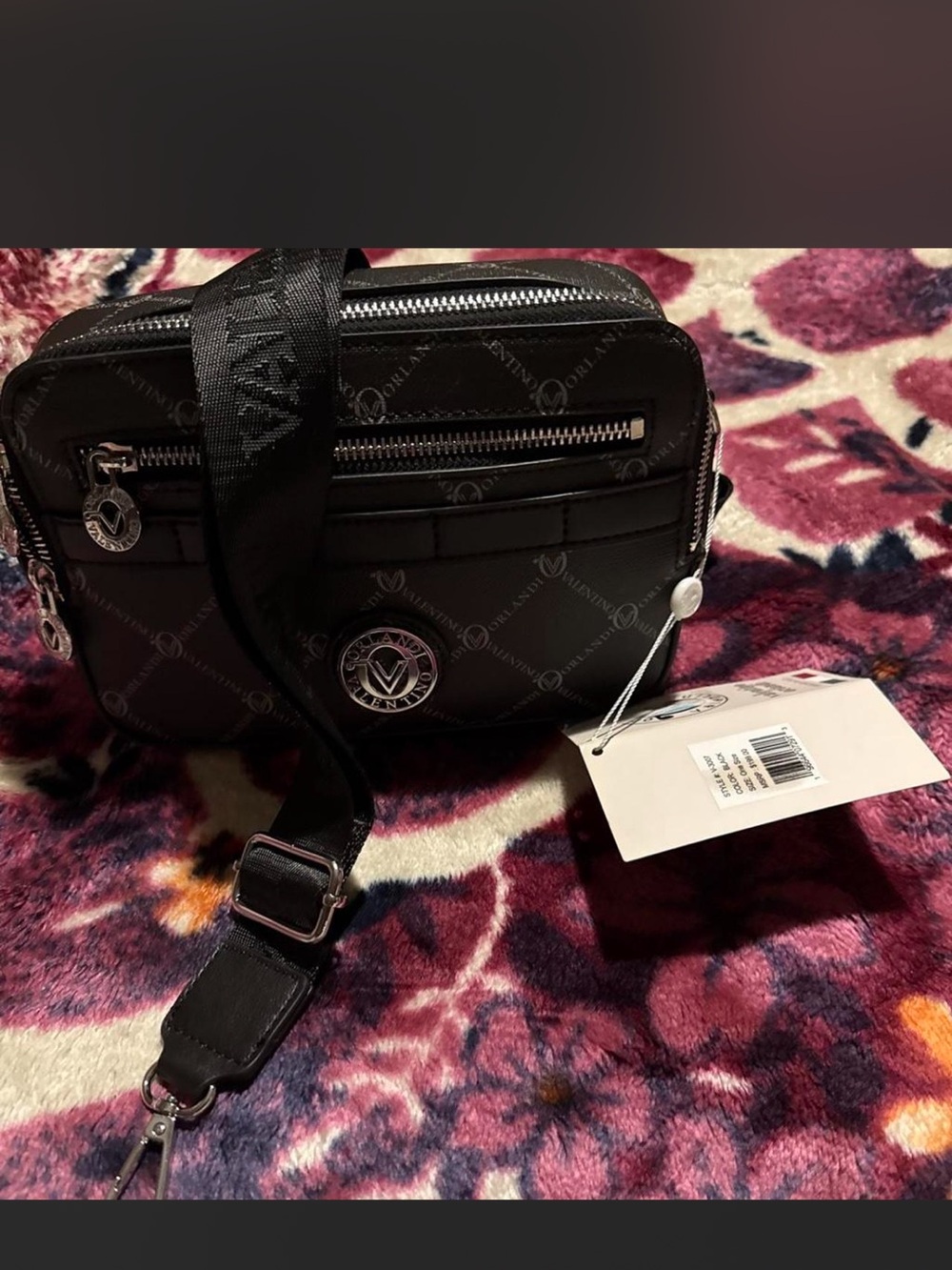 Black Crossbody Bag – Quilted Logo Accent